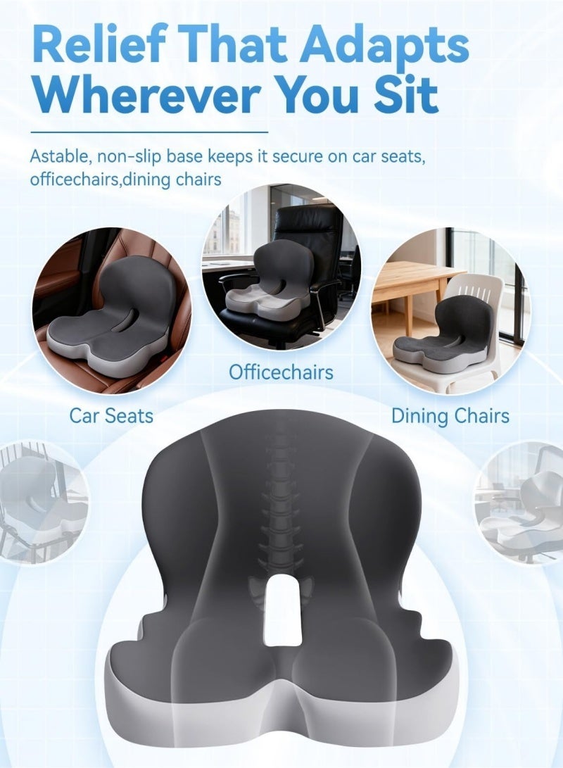 Orthopedic L Shaped Seat Cushion and Lumbars Support Pillows, Memory Foam Tailbone Pain Relief, Washable Removable Cover for Office/Gaming Chair, Car, Wheelchair - Image 3